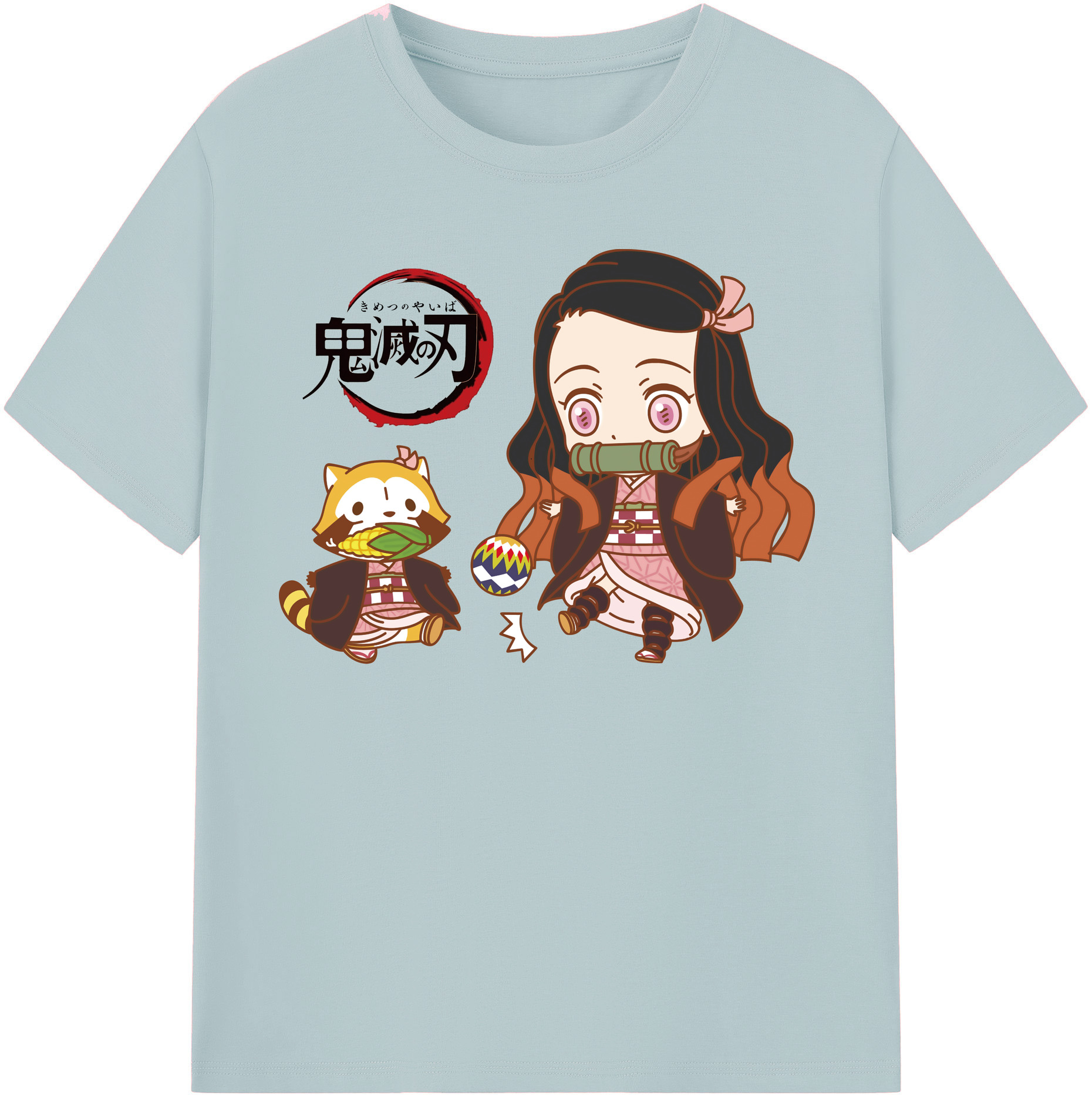 （画像用） 鬼滅の刃（きめつのやいば）竈門 禰󠄀豆子／かまど ねずこ Kamado Nezuko 綿100％半袖Tシャツ（フロントプリント）
